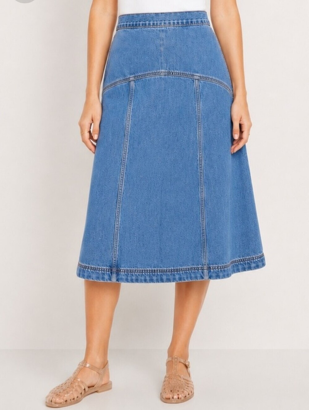 Old Navy NEW High Waisted A-Line Drapey Denim Jean Midi Skirt SZ 18 Western